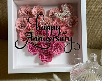 記念日のギフト| 手巻き紙の花箱| 巻き花| カスタマイズ | ギフト | 彼女へのギフト| 彼へのギフト| 誕生日| シャドーボックス