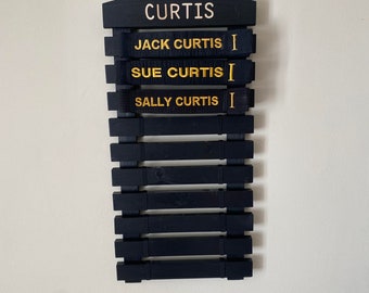 Personalised Martial arts belt display 10 belt slats, karate taekwondo judo mma