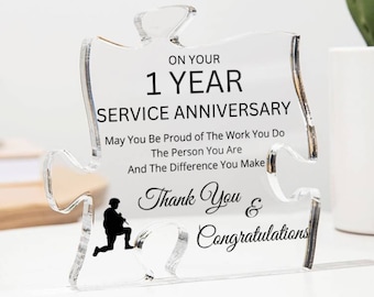 Work Anniversary Plaque, Years Of Service, Employee Recognition, Work Appreciation, Company Anniversary, Farewell Gift For Coworker Present