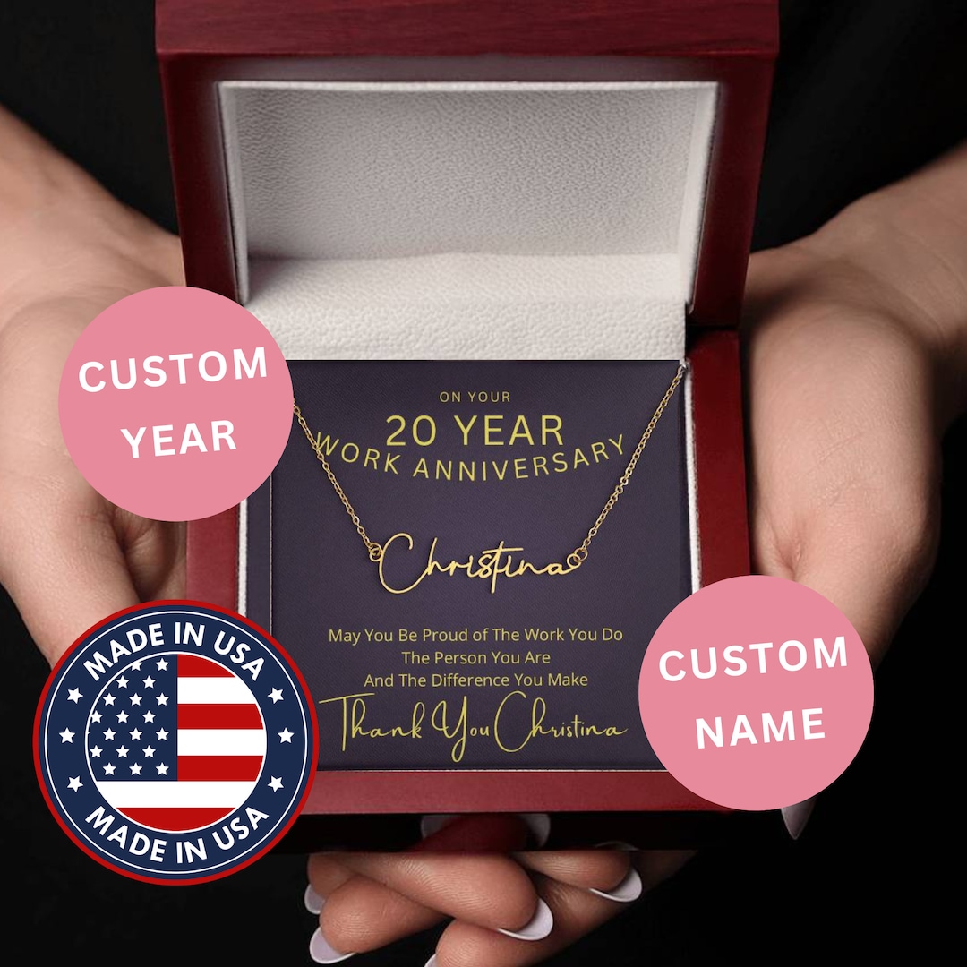20 Year Work Anniversary Necklace for Women 20 Years of Service Gifts