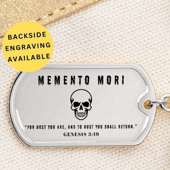 Memento Mori Keychain With Skull, Genesis 3:19 Verse, Reminder of