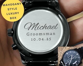 Personalized Groomsmen Gift Watch, Custom Engraved Watch with Name & Date, Best Man Gift, Wedding Party Gift, Luxury Men’s Watch
