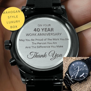 Reloj grabado, regalo de aniversario de 40 años de trabajo para compañeros de trabajo, agradecimiento a su jefe, director, maestro, esposo, trabajador social.