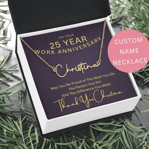 25 Year Work Anniversary Necklace For Women | 25 Years Of Service Gifts For Women | Work Anniversary Gift For Employees | Appreciation Gift