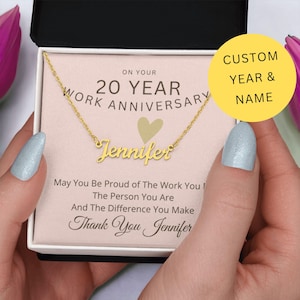 Custom Year Work Anniversary Necklace For Women | Years Of Service For Colleague | Work Anniversary Gift For Employees | Appreciation Gift