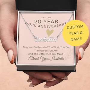 Custom Year Work Anniversary Necklace For Women | Years Of Service For Colleague | Work Anniversary Gift For Employees | Appreciation Gift