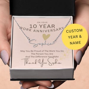 Custom Year Work Anniversary Necklace For Women | Years Of Service For Colleague | Work Anniversary Gift For Employees | Appreciation Gift