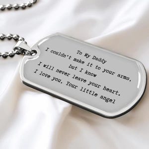 Miscarriage Gift for Dad, Dog Tag Personalized for Daddy from Baby in Heaven, Bereaved Dad Baby Loss Gift, Custom for Daddy from Angel