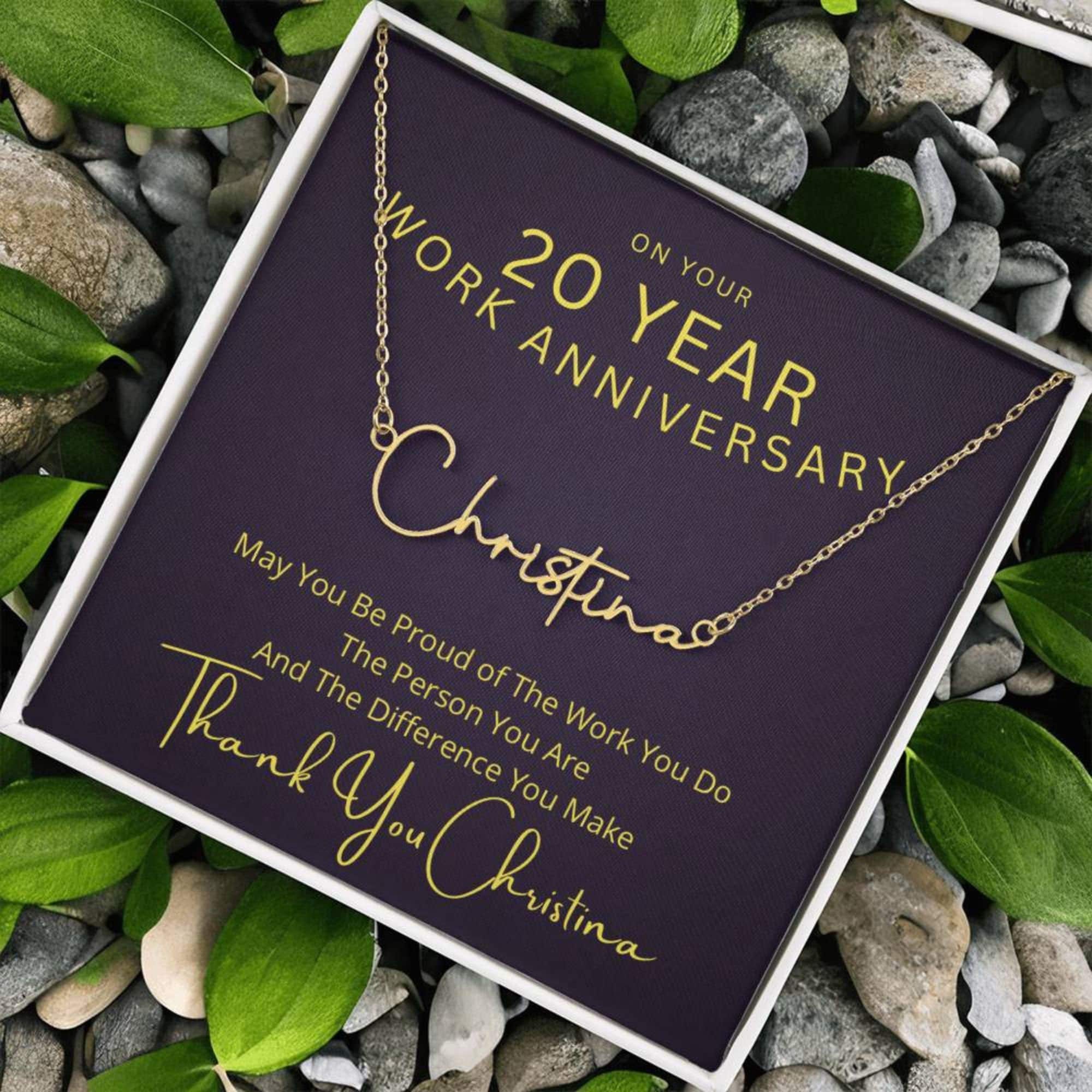 20 Year Work Anniversary Necklace for Women 20 Years of Service Gifts ...