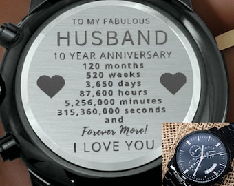10th Wedding Anniversary Gift for Husband, Ten 10 Year Anniversary