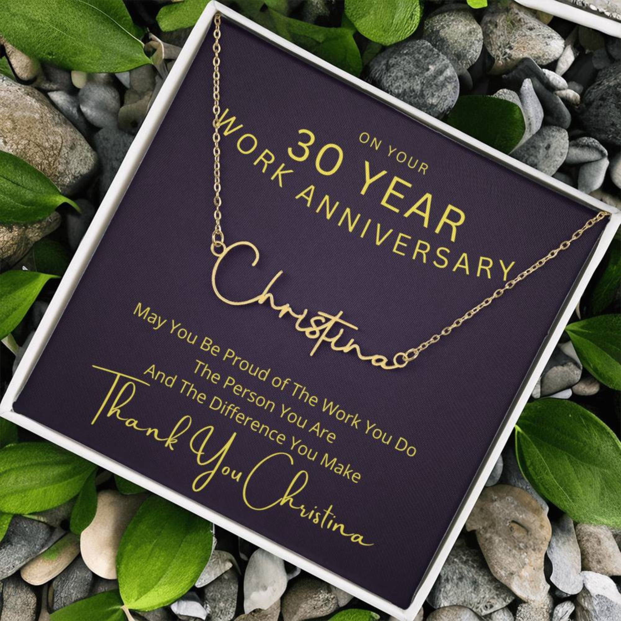 30 Year Work Anniversary Necklace for Women 30 Years of Service Gifts