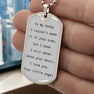 Miscarriage Gift for Dad, Dog Tag Personalized for Daddy from Baby in Heaven, Bereaved Dad Baby Loss Gift, Custom for Daddy from Angel