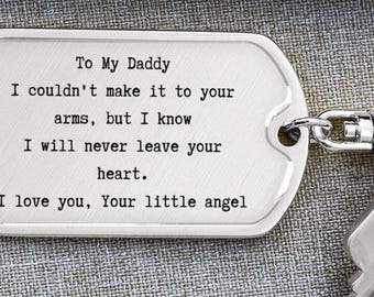 Miscarriage Gift for Dad, Dog Tag Keychain Personalized for Daddy from Baby in Heaven, Bereaved Dad Baby Loss Gift, Custom Daddy from Angel