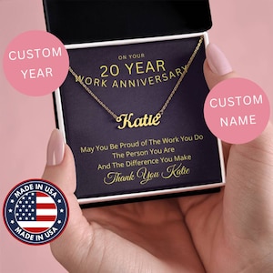 Custom Year Work Anniversary Necklace For Women | Years Of Service For Colleague | Work Anniversary Gift For Employees | Appreciation Gift