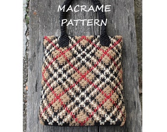 Patrón de bolso de tartán de macramé: bolso artesanal (tutorial en PDF)