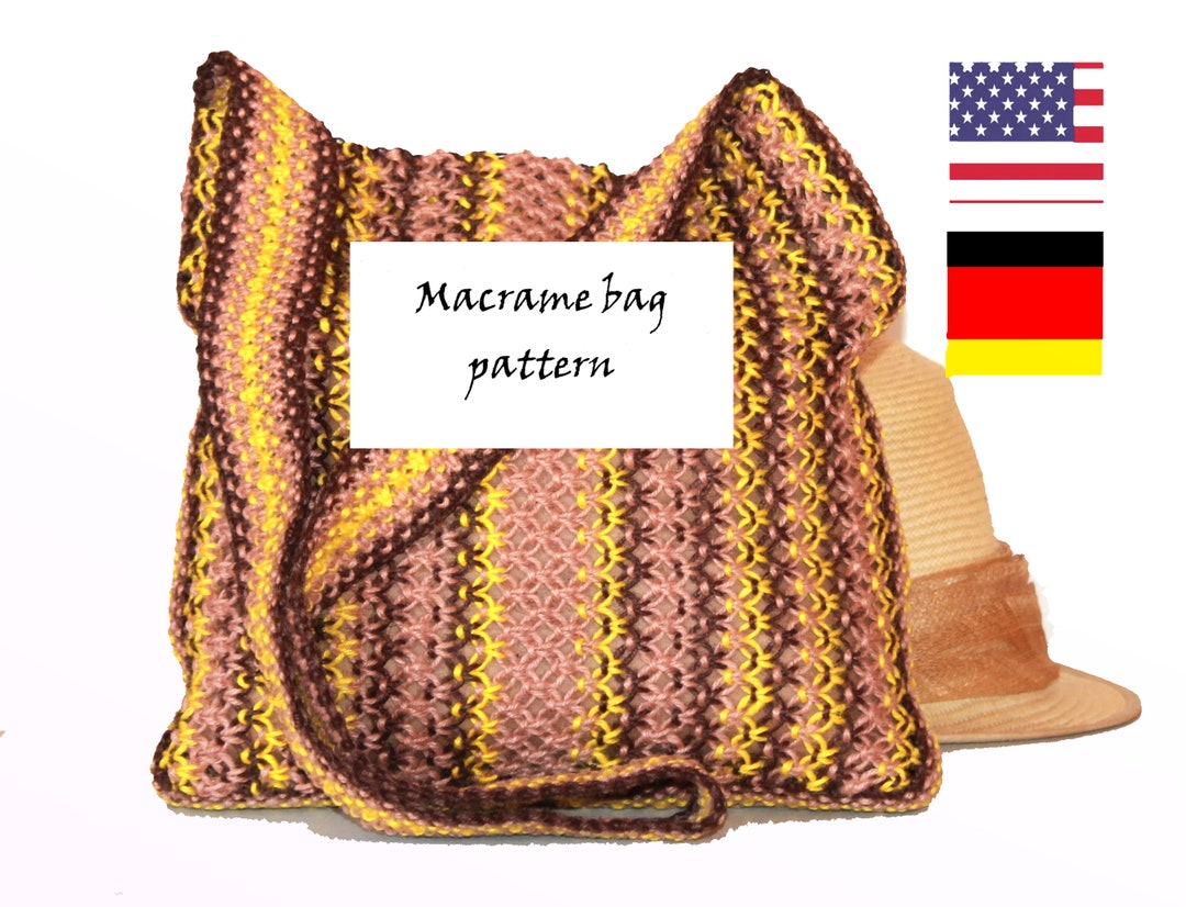 Macrame Striped Bag Tutorial: Color Block Handbag Pattern (PDF) - Etsy