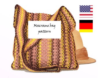 Macrame Striped Bag Tutorial: Color Block Handbag Pattern (PDF)