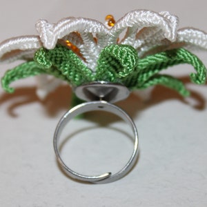 Macrame Lily Ring/Prom Flowers/Macrame miniature/Micro macrame Jewelry/Macrame pattern Pdf/Bridal Jewellery/Macrame Jewellery/ image 7