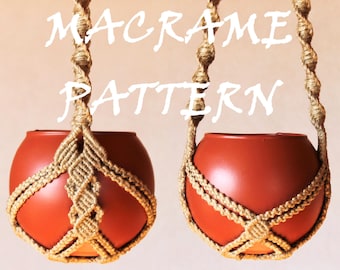 マクラメプラントハンガーのパターン：タッセルなし、壁掛け用（PDF）