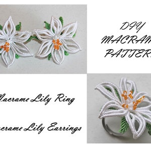 Macrame Lily Ring & Earrings Pattern: DIY Bridal Jewelry (PDF)