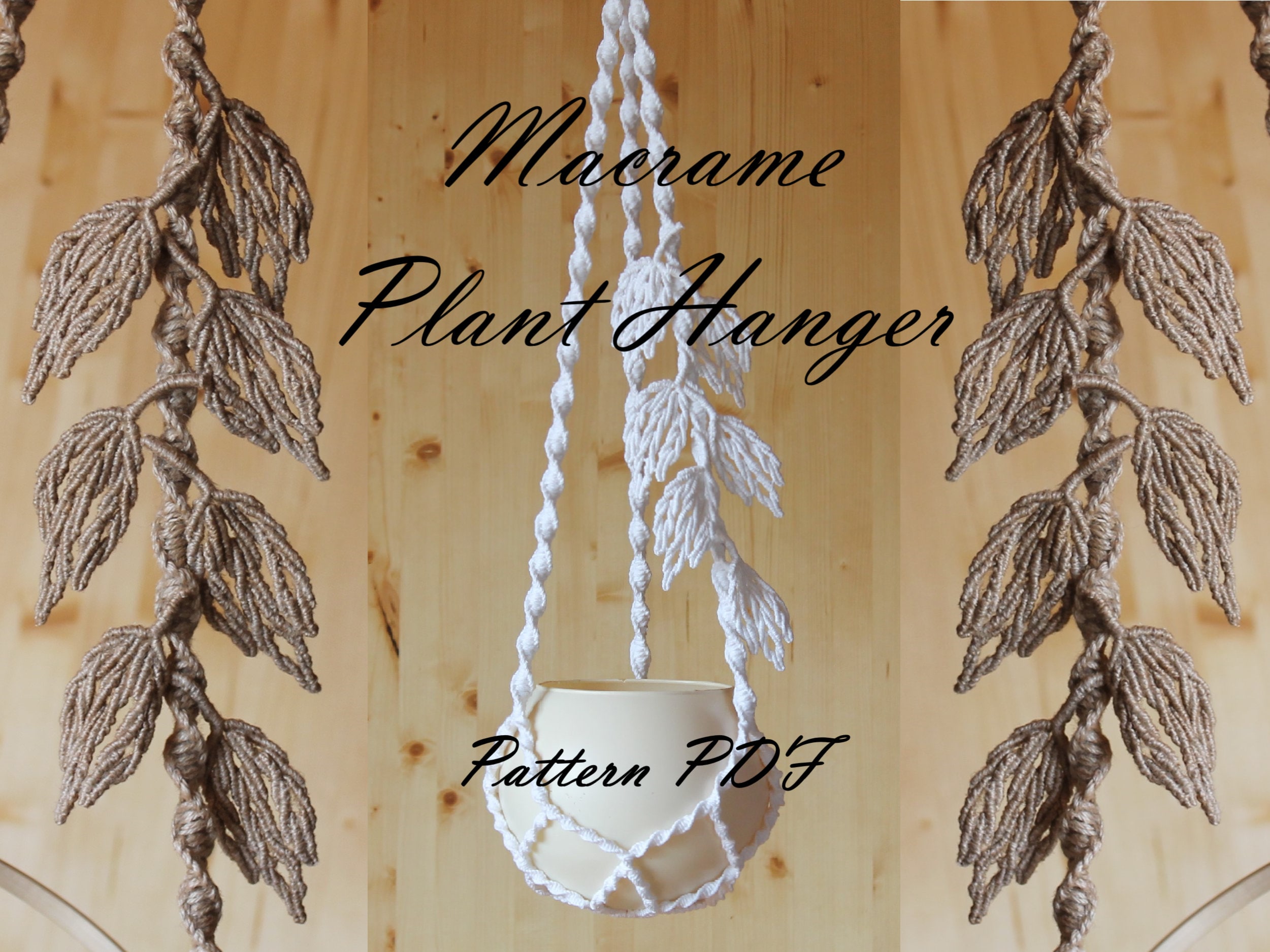 Macrame Plant Hanger Pattern with Leaves (PDF)