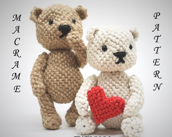 Macrame Teddy Bear Pattern: 3D Toy, Modern DIY Art (PDF)