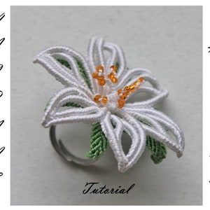 Macrame Lily Ring/Prom Flowers/Macrame miniature/Micro macrame Jewelry/Macrame pattern Pdf/Bridal Jewellery/Macrame Jewellery/ image 1