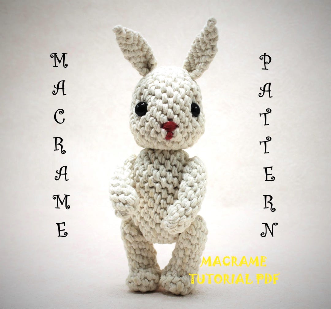 Macrame Rabbit Pattern Macrame Bunny Pattern PDF: 3D Amigurumi Toy With Rotating Head - Etsy