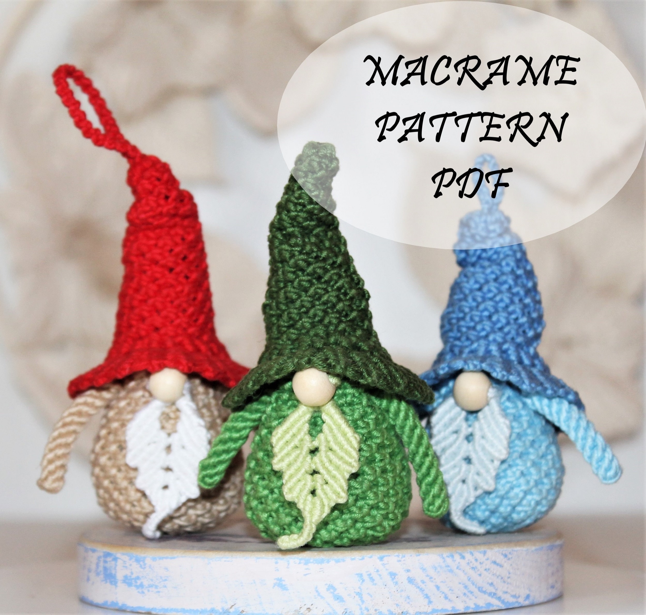 Macrame Gnome Pattern Pdf/ Macrame Toy/ Volume Macrame/ Keychain