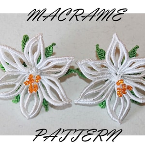 Macrame Lily Earrings Pattern: Micro Bridal Jewelry (PDF)