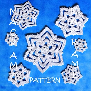 Patrón de copo de nieve de macramé: Adorno navideño DIY (Descarga PDF)
