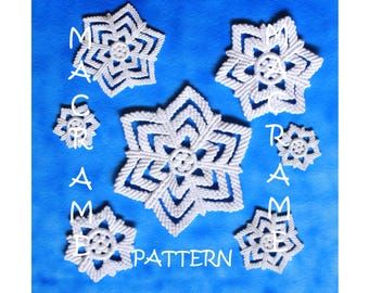 Motif flocon de neige en macramé : décoration de Noël à faire soi-même (téléchargement PDF)