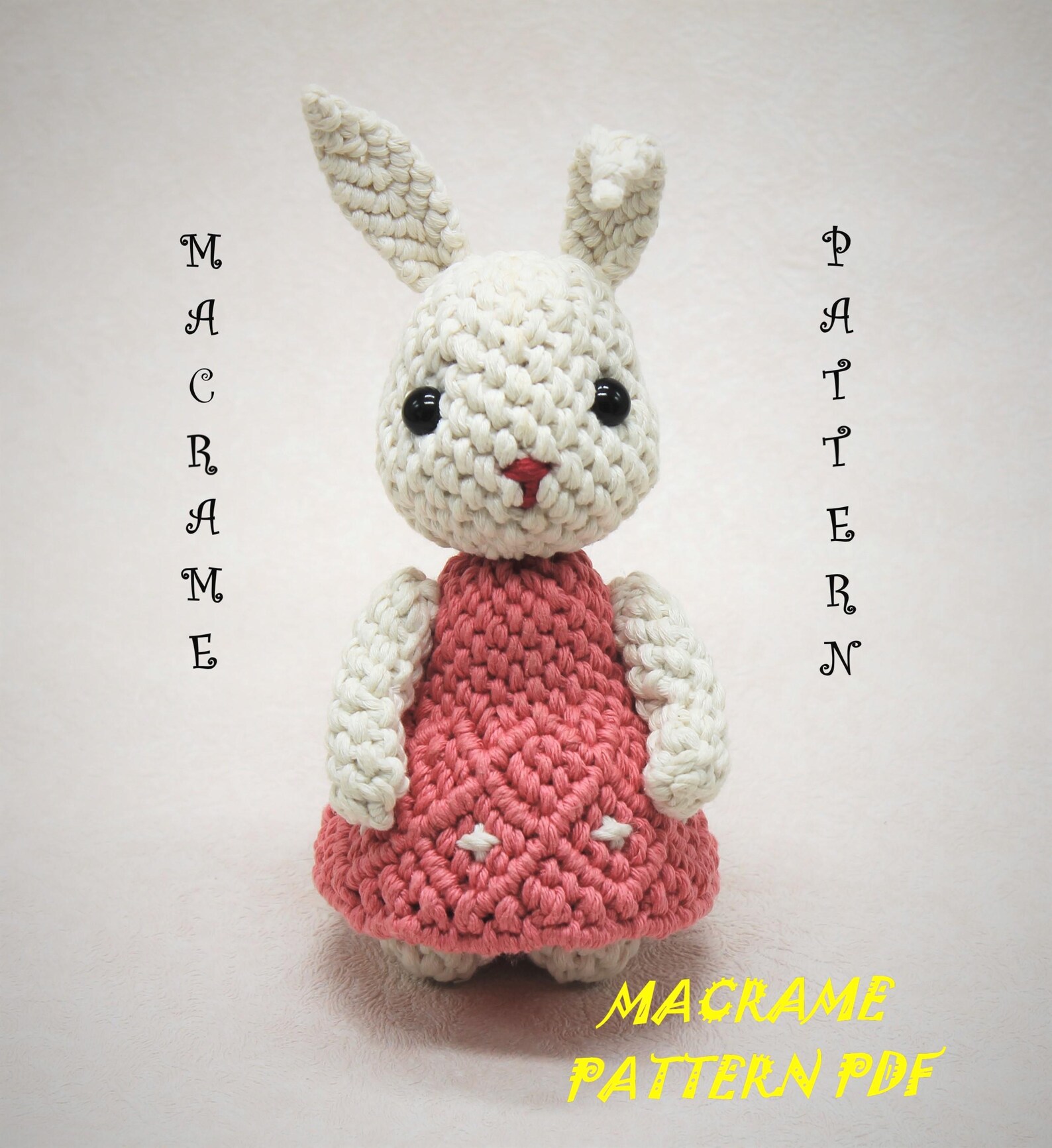 Macrame Rabbit Pattern Macrame Bunny Pattern PDF: 3D Amigurumi Toy With Rotating Limbs - Etsy
