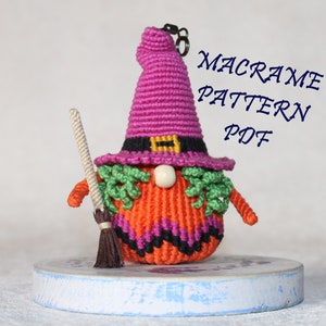 Macrame Witch Gnome/Macrame Toy/Macrame Pattern Pdf/ Volume Macrame/ Keychain Macrame/Modern Macrame/Macrame decor/DIY Macrame/