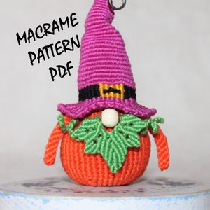 Pumpkin Gnome Macrame Pattern/Macrame Toy/Macrame Pattern Pdf/ Volume Macrame/ Keychain Macrame/Modern Macrame/Macrame decor/DIY Macrame/