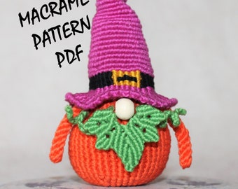 Pumpkin Gnome Macrame Pattern/Macrame Toy/Macrame Pattern Pdf/ Volume Macrame/ Keychain Macrame/Modern Macrame/Macrame decor/DIY Macrame/