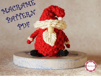 Macrame Pattern Pdf Gnome Christmas / Macrame Toy/ Volume Macrame/ Macrame 3D/Macrame Art/ Amigurumi/Modern Macrame/DIY Macrame