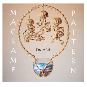 Macrame Plant Hanger with Jellyfish\Macrame Pattern PDF\Wall Holder for Plants pdf\ DIY Pattern\Macrame Jellyfish PDF Pattern