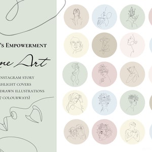 Minimal Frauen Empowerment Line Art | Instagram Highlight Cover | Minimalistische handgezeichnete | Neutrale ästhetische | IG Story Highlight Icon Pack