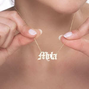 Personalized Gothic Name Necklace, Old English Name Necklace, Personalized Name Necklace, Gothic Name Necklace, Dainty Gothic Name Necklace