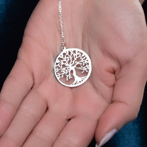 925 Sterling Silver Tree of Life Charm Pendant, Dainty Tree of Life Necklace,  Family Tree Jewelry, Mom Grandma Gift