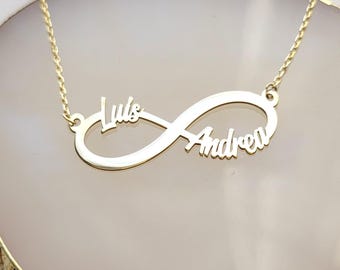 Infinity Name Necklace, Personalized Infinity Necklace, Kids Names Necklace, Family Name Necklace, Mom Birthday Gift,Custom Mothers Day Gift