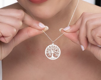 925 Sterling Silver Tree of Life Charm Pendant, Dainty Tree of Life Necklace,  Family Tree Jewelry, Mom Grandma Gift, Tree of Life Necklace