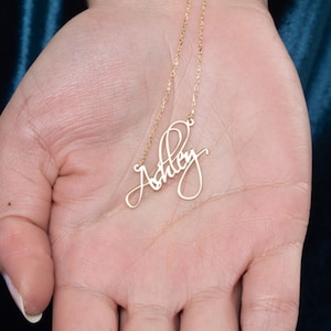 925 Sterling Silver Cursive Name Necklace, Rose Gold Script Name Necklace, Personalized Dainty Name Necklace, Custom Name Plate Necklace,