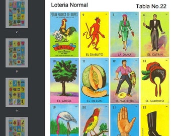 Loteria 021 to 030 Tablas on a PDF Printable Digital Download