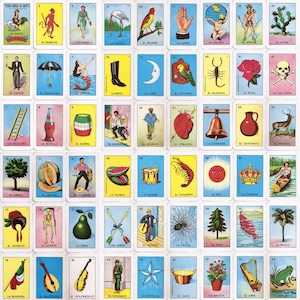 54 Loteria Call out Cards to shuffle on a PDF