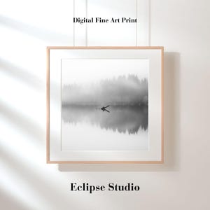 ETHEREAL / Black and White Photographic Art | Misty Lake | Minimalist Nature | Scandinavian Decor | Wall Art