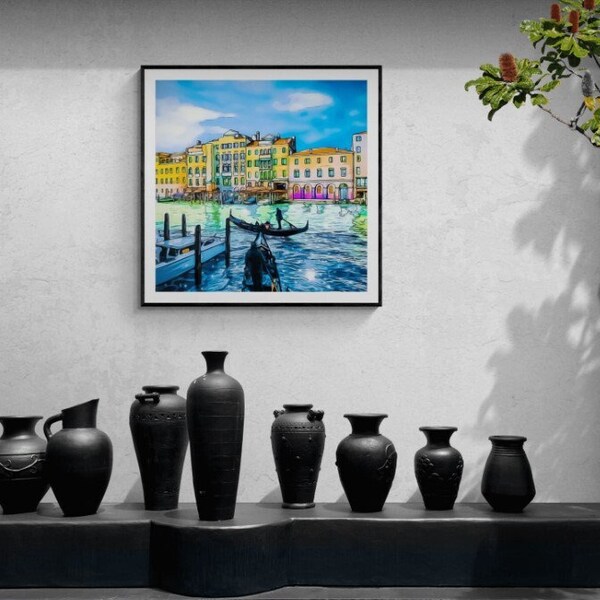 Venice Abstract City Landscape Wall Art, Digital Painting, Italian Countryside, Italy Wall Art, Europe Art, Home Decor, Interior Design