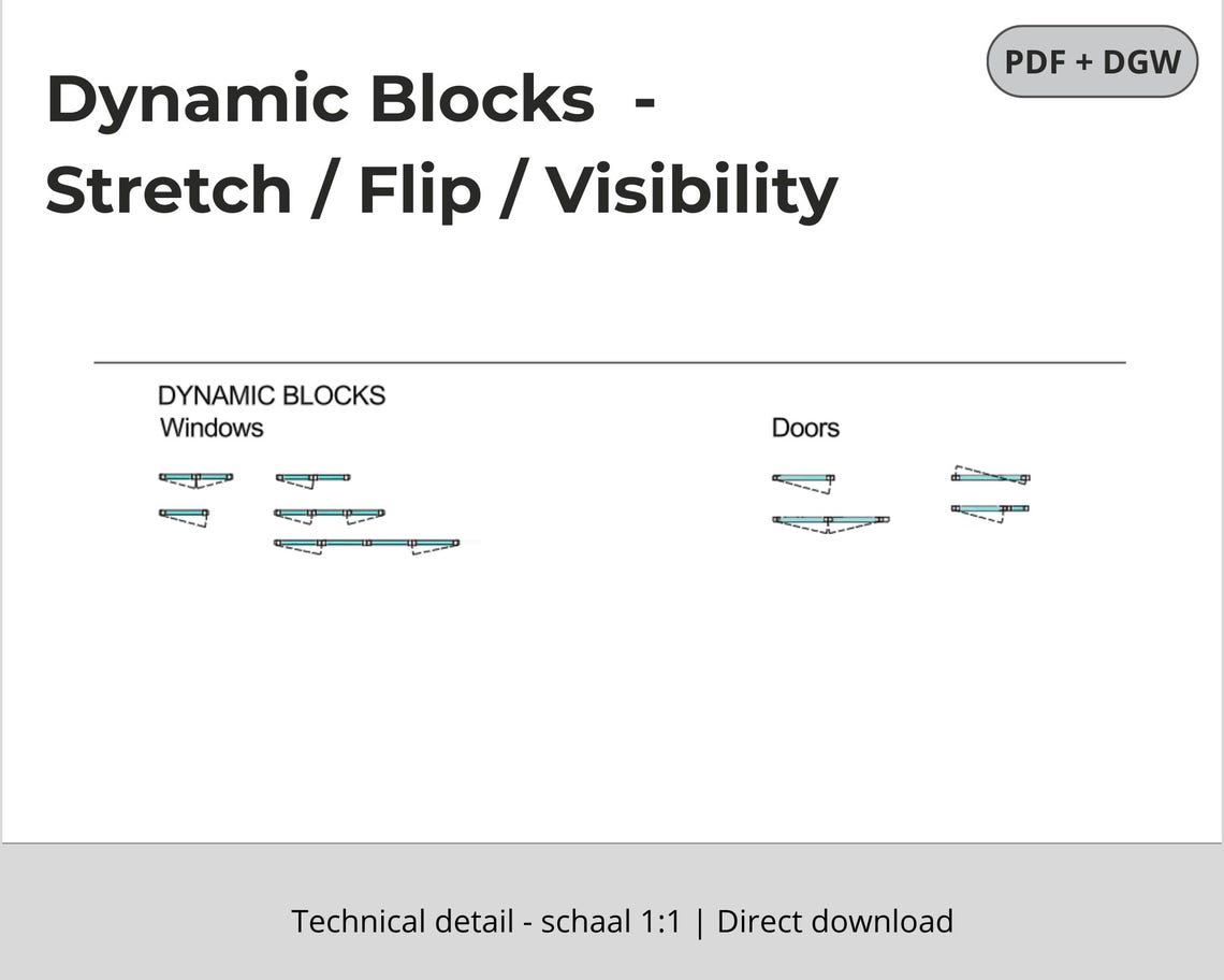 Dynamic Block Views Autocad 51 Window & Door CAD Blocks - DWG + DXF - Plan + Elevation Views - 9 ...