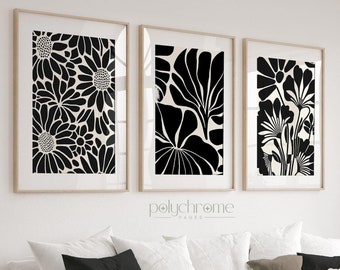 Minimal aesthetic black and white art - Flower illustration abstractionism artworks - Wall art | Thick paper, size 8.5x12 - 20x28 in